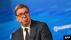 Predsednik Srbije Aleksandar Vučić na forumu u Pragu, 31. avgust 2024. 