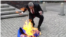 Grzegorz Braun, one of the leaders of "Confederation", tore down and set fire to the EU flag in Katowice. Poland, May 6, 2025