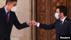 Педро Санчес и Пере Арагонес се срещнаха, за да подновят разговорите за бъдещето на Каталуня. Барселона, Испания, 15 септември 2021.