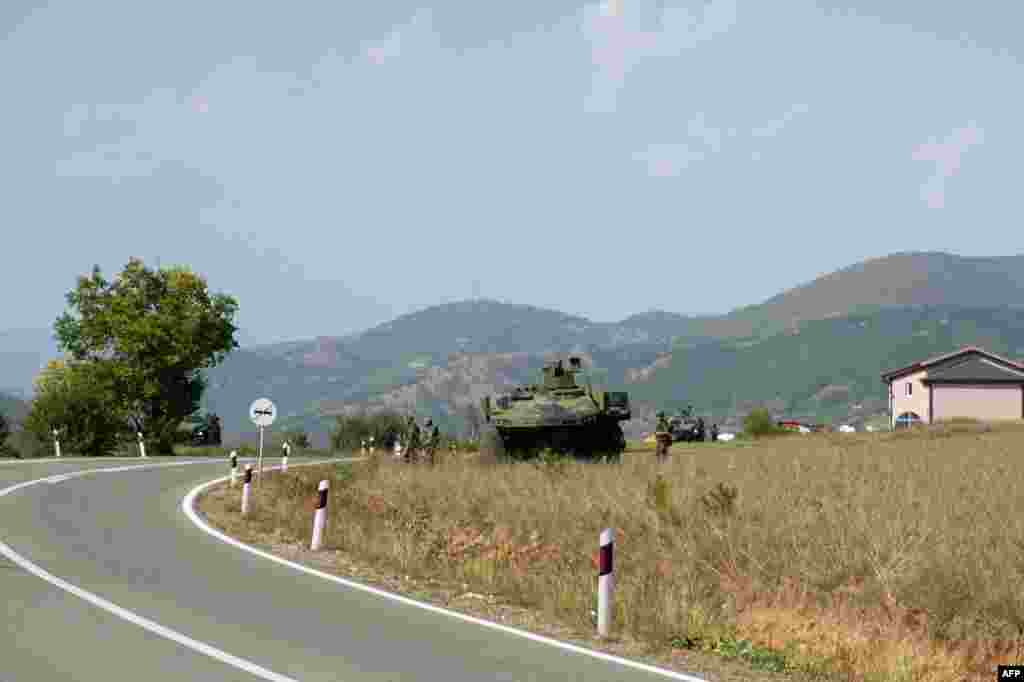 Возила на српската армија позиционирани во Рудница, 27 септември 2021 година.