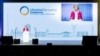 Presidentja e Komisionit Evropian, Ursula von der Leyen flet gjatë Konferencës së Rimëkëmbjes së Ukrainës (URC2022). Lugano, Zvicër, 4 korrik 2022.