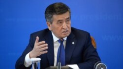 Президент Сооронбай Жээнбеков на итоговой пресс-конференции. Бишкек, 25 декабря 2019 года.