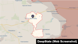 Мирноград на інтерактивній мапі проєкту DeepState станом на 4 вересня 2025 року