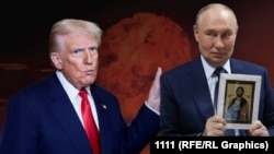 Дональд Трамп жана Владимир Путин. Коллаж сүрөт. 