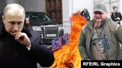 Орусиянын президенти Владимир Путин менен Чеченстандын башчысы Рамзан Кадыров. Коллаж. 