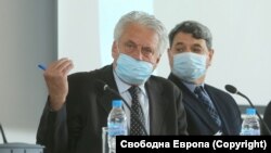 Министърът на вътрешните работи в служебното правителство Бойко Рашков по време на пресконференция за резултатите от разследването на праве на пари и данъчни измами при строежа на магистрала "Хемус"