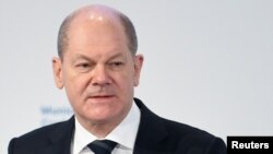 German Chancellor Olaf Scholz speaks at the Munich Security Conference on February 19. 