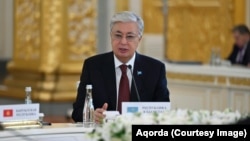 Kazakh President Qasym-Zhomart Toqaev in Moscow in October 2024. 