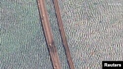 Супутниковий знімок Керченського мосту, 17 липня 2023 року 