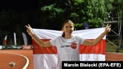 Kriszcina Cimanouszkaja a lengyelországi Szczecinben 2021. augusztus 15-én