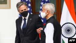 АКШнын мамлекеттик катчысы Энтони Блинкен жана Индиянын тышкы иштер министри Субраманьям Жайшанкар. Нью-Дели, 28-июль, 2021-жыл.