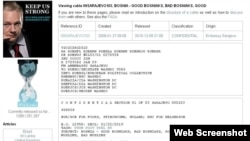 Objavljeni dokument koji govori o 'dobrim i lošim Bošnjacima', foto web stranice WikiLeaksa, 10. decembar 2010