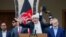 Afghan President Ashraf Ghani speaks during his inauguration as president in Kabul on March 9.