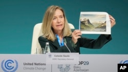 Celeste Saulo, secretarul general al OMM, la conferința COP29 de la Baku, 11 noiembrie 2024. 
