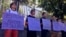 Serbia - Belgrade - Activists of Women in Black protested in front of the Russian Embassy because of the murder of Russian LGBT activist - July 25th 2019