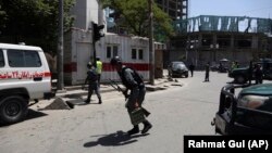 Afghan soldiers near the site of an attack in Kabul on May 9.
