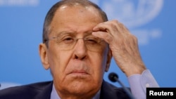 Sergej Lavrov na pres-konferenciji u Moskvi, Rusija, 18. januara 2024.