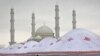 Yurts in front of the Khazret Sultan mosque during the Norouz celebration in Astana.