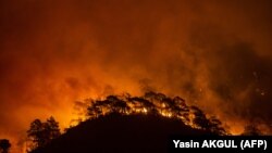 Pamje të pyjeve duke u djegur në Turqi. 29 korrik 2021.