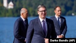 Predsednik Srbije Aleksandar Vučič stiže na Bledski strateški forum 1. septembar 2021. 