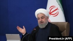 Hasszán Rohani egy kabinetgyűlésen 2021. január 27-én. 