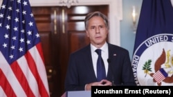  Blinken na svojoj prvoj konferenciji za novinare nakon što je Pentagon objavio da je završeno povlačenje američkih trupa iz Avganistana. 