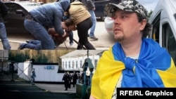 Фотоколаж: політв'язень Костянтин Давиденко в день обміну, момент його затримання і в'язниця в Росії