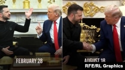 Зустрічі Володимира Зеленського і Дональда Трампа. Одна відбулась в гарячому, конфронтаційному стилі 28 лютого 2025 року, а інша в більш дружньому, робочому стилі 18 серпня цього року. Нині, 17 жовтня, буде вже третя зустріч у Білому домі.