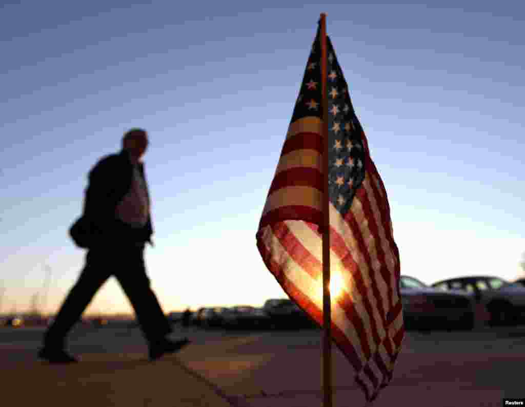 A voter enters his polling place to cast his ballot in the state of Ohio.