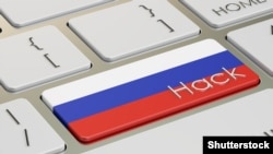 Generic – Russian hack attack concept, on the computer keyboard. 3D rendering