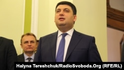 Володимир Гройсман на брифінгу у Львові