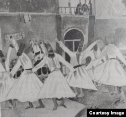 Танець дервішів. (Малюнок). Дервіші – мусульманські мандрівні ченці, містики і послідовники суфізму. Під час танцю, довго кружляючи на одному місці, дервіші впадали в транс.