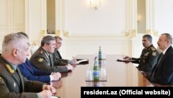 The chief of the General Staff of the Russian armed forces, General Valery Gerasimov, meets with Azerbaijani President Ilham Aliyev in Baku.