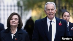 Fostul premier laburist Tony Blair și soția, Londra, Marea Britanie, 10 noiembrie 2019. 