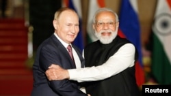 Ruski predsjednik Vladimir Putin i indijski premijer Narendra Modi u Nju Delhiju 6. decembar 2021. 