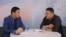 Kazakhstan – AzattyqLIVE expert Aidos Sarym (R) and Kassym Amanzhol. Almaty, 29Apr2019