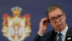 Predsednik Srbije Aleksandar Vučić na konferenciji za novinare, Srbija, 7. februara 2024.