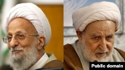 محمد یزدی، رئیس مجلس خبرگان رهبری (راست) و محمد تقی مصباح یزدی