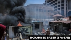 Gaza gjatë luftimeve mes Izraelit dhe Hamasit më 17 maj. 