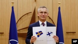 Швеция жана Финляндия элчилеринин арыздарын тапшыруу учуру, Брюссель. 18-май, 2022-жыл.