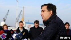 Міхеїл Саакашвілі виступає з заявою про відставку, Одеса, 7 листопада 2016 року