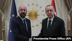 Președintele Consiliului European, Charles Michel, și președintele Turciei, Recep Tayyip Erdogan, la Ankara, 4 martie 2020