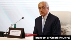 Zalmay Khalilzad, the U.S. envoy for peace in Afghanistan, is seen during talks between the Afghan government and Taliban representatives in Doha in September.