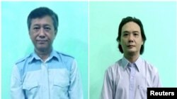 Kombinirana slika prikazuje Kyaw Min Yua, takođe poznatog kao Ko Jimmy i Phyo Zeyar Thaw, dvojicu od četvoro demokratskih aktivista koje su pogubile mjanmarske vojne vlasti, optužene za pomaganje u "terorističkim aktima"