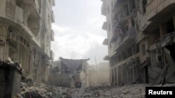 نمایی از شهر ادلیب که به تازگی به تصرف اسلامگرایان درامده است.