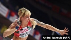 Yana Maksimava se takmiči u bacanju kugle za žene u petoboju na Evropskom atletskom dvoranskom prvenstvu 2017. u Beogradu. 
