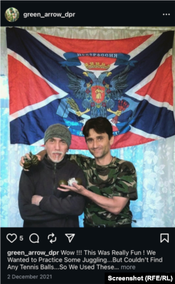 Zlatko Novković u društvu Dejana Berića jednog od najpoznatijih regrutera plaćenika sa Balkana za ratište u Ukrajini. Objava na mreži Instagram, decembar 2021.