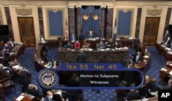 АКШ Сенатында Д. Трамптын импичмент сотунда күбөлөрдү чакыруу боюнча добуш берүү. 13.2.2021.