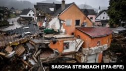 Comuna Schuld în regiunea Ahrweiler a fost grav avariată de inundațiile provocate de râul Ahr în Germania.