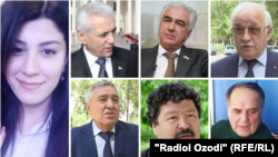 Слева направо: Рухшона Хакимова, Хамрохон Зарифи, Саиджафар Усмонзода, Ахмадшо Комилзода, Акбаршо Искандаров, Шокирджон Хакимов и Абдулфайз Атои